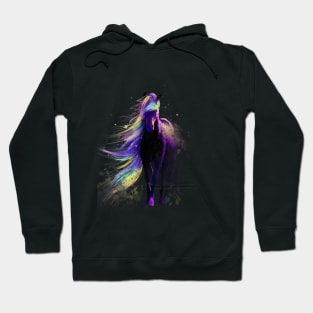 Magical Horse Wandering Through Star-Lit Fields of Space Dust Hoodie